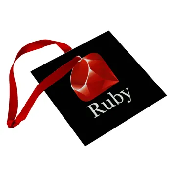 Ruby, Christmas ornament, glass square ornament 9x9cm