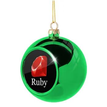 Ruby, Green Christmas tree ornament ball 8cm