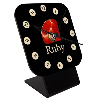 Ruby, Επιτραπέζιο ρολόι σε φυσικό ξύλο (10cm)