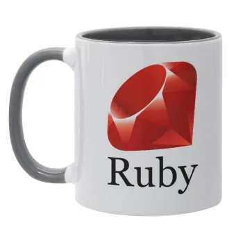 Ruby, Κούπα χρωματιστή γκρι, κεραμική, 330ml