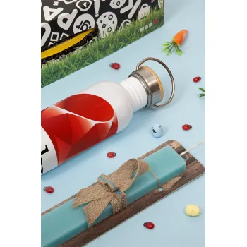 Ruby, Πασχαλινή Λαμπάδα με παγούρι μεταλλικό (620ml, stainless steel) & κερί αρωματικό πλακέ (30cm) (ΤΙΡΚΟΥΑΖ)