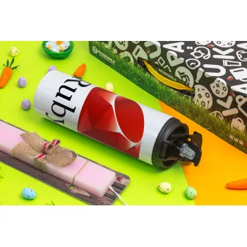 Ruby, Easter candle,Travel Tumbler 2 Lids, with metal straw & cleaning brush & aromatic flat candle (30cm) (PINK)