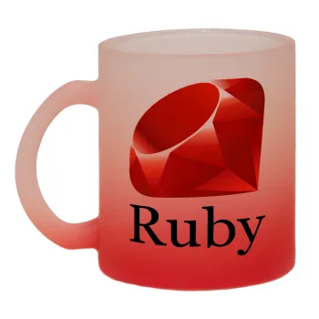 Ruby, Κούπα γυάλινη δίχρωμη με βάση το κόκκινο ματ, 330ml