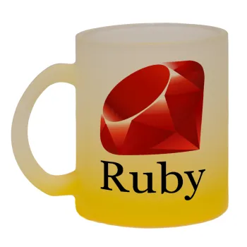 Ruby, Κούπα γυάλινη δίχρωμη με βάση το κίτρινο ματ, 330ml