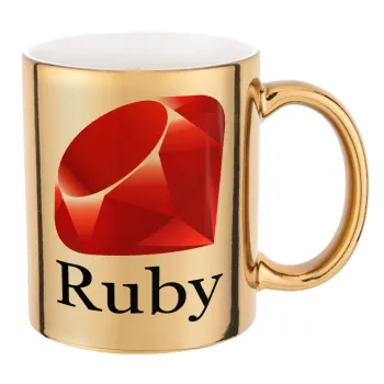Ruby, Mug ceramic, gold mirror, 330ml