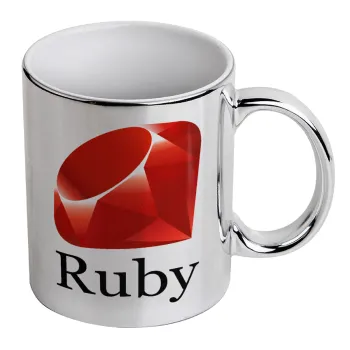 Ruby, Mug ceramic, silver mirror, 330ml