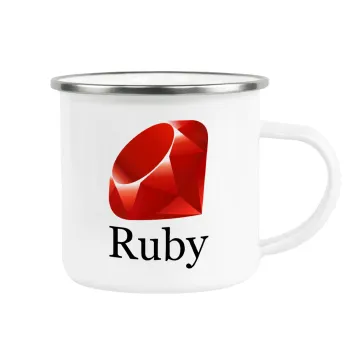 Ruby, Metallic enamel cup white 360ml