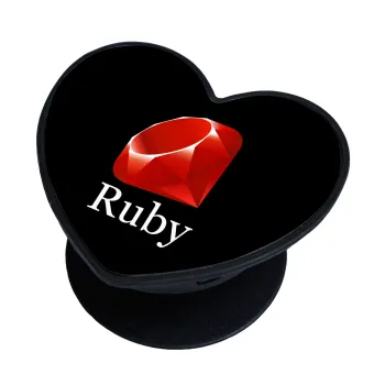 Ruby, Phone Holders Stand  καρδιά Μαύρο Βάση Στήριξης Κινητού στο Χέρι