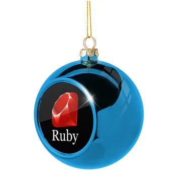 Ruby, Blue Christmas tree ball ornament 8cm