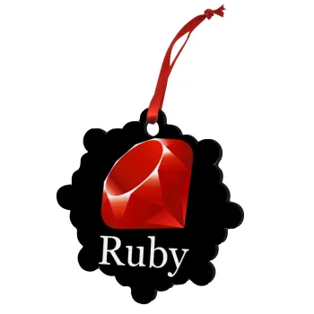 Ruby, Christmas ornament snowflake wooden 7.5cm