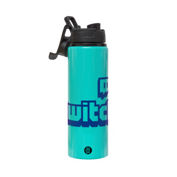 Twitch, Metallic water bottle with safety lid, 850ml aluminum