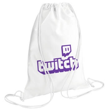 Twitch, Τσάντα πλάτης πουγκί GYMBAG λευκή (28x40cm)