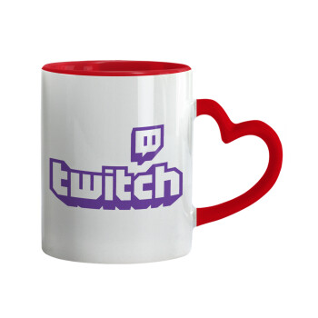 Twitch, Κούπα καρδιά χερούλι κόκκινη, κεραμική, 330ml