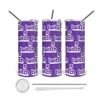 Twitch, Tumbler stainless steel 600ml, with metal straw & cleaning brush