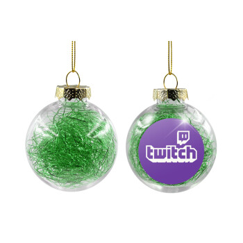 Twitch, Χριστουγεννιάτικη μπάλα δένδρου διάφανη με πράσινο γέμισμα 8cm
