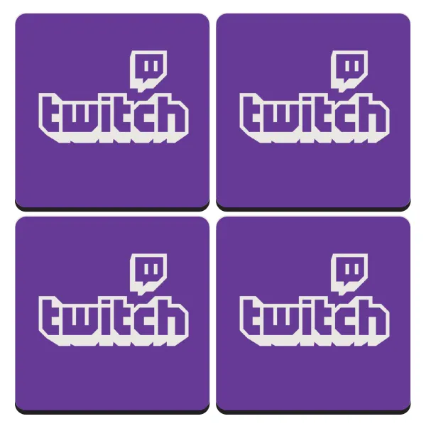 Twitch — Set of 4 square wooden coasters (9cm)