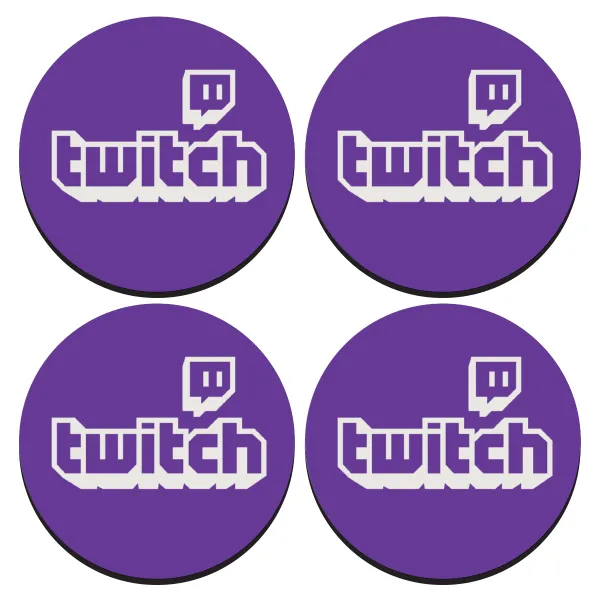 Twitch — SET of 4 round wooden coasters (9cm)