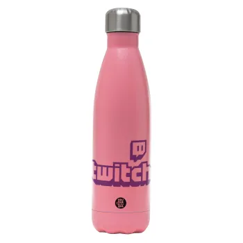 Twitch, Μεταλλικό παγούρι θερμός Ροζ Ματ (Stainless steel), διπλού τοιχώματος, 500ml