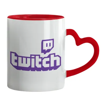 Twitch, Mug heart red handle, ceramic, 330ml