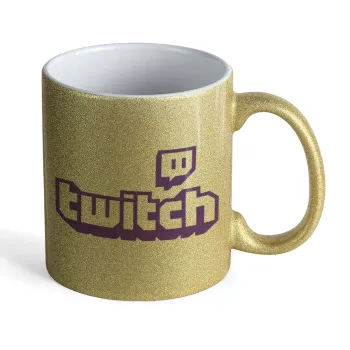 Twitch, Κούπα Χρυσή Glitter που γυαλίζει, κεραμική, 330ml