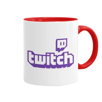 Twitch, Κούπα χρωματιστή κόκκινη, κεραμική, 330ml
