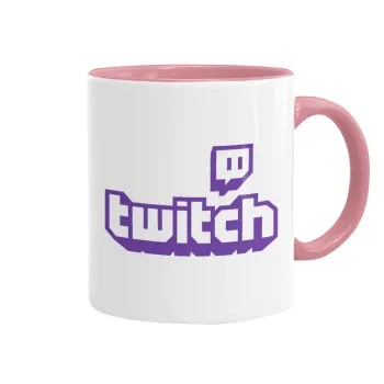 Twitch, Κούπα χρωματιστή ροζ, κεραμική, 330ml