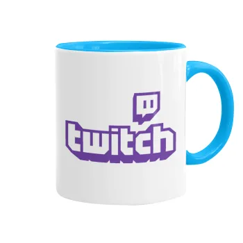 Twitch, Κούπα χρωματιστή γαλάζια, κεραμική, 330ml