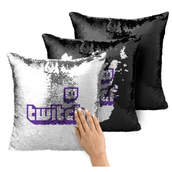 Twitch, Μαξιλάρι καναπέ Μαγικό Μαύρο με πούλιες 40x40cm περιέχεται το γέμισμα