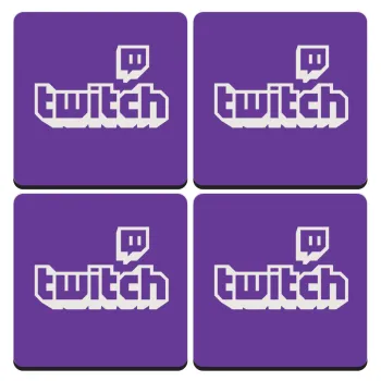 Twitch, ΣΕΤ 4 Σουβέρ ξύλινα τετράγωνα (9cm)