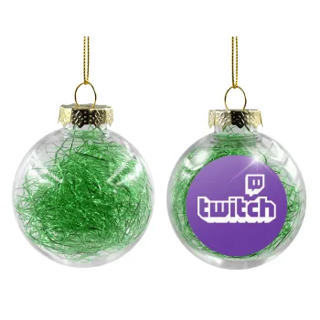 Twitch, Transparent Christmas tree ball ornament with green filling 8cm