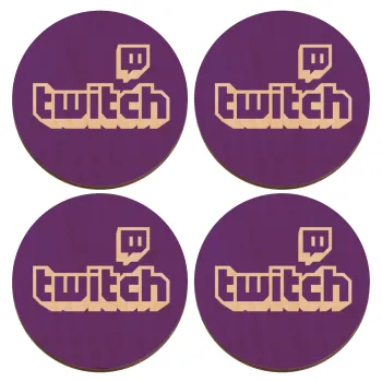 Twitch, ΣΕΤ x4 Σουβέρ ξύλινα στρογγυλά plywood (9cm)