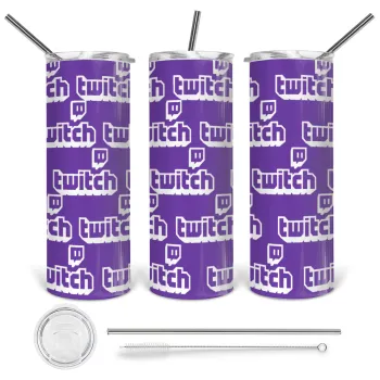 Twitch, Tumbler stainless steel 600ml, with metal straw & cleaning brush