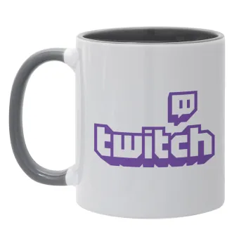 Twitch, Κούπα χρωματιστή γκρι, κεραμική, 330ml