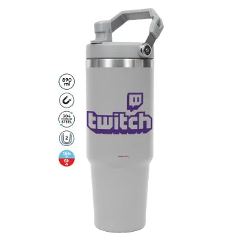 Twitch, GREY color, 890ml (30oz) stainless Steel Tumbler with Handle