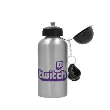 Twitch, Μεταλλικό παγούρι νερού, Ασημένιο, αλουμινίου 500ml