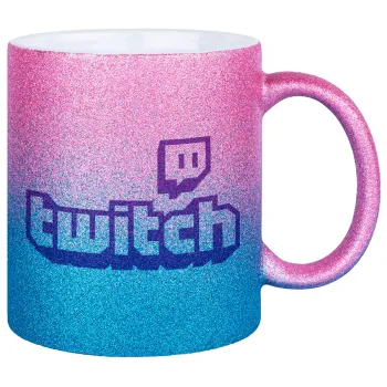 Twitch, Κούπα Χρυσή/Μπλε Glitter, κεραμική, 330ml