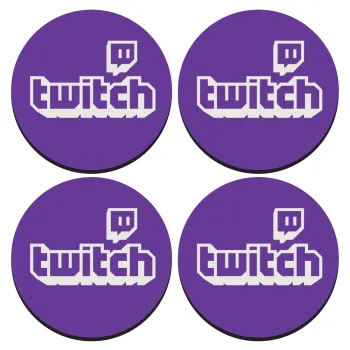 Twitch, ΣΕΤ 4 Σουβέρ ξύλινα στρογγυλά (9cm)