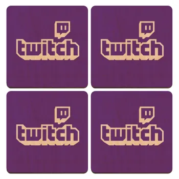 Twitch, ΣΕΤ x4 Σουβέρ ξύλινα τετράγωνα plywood (9cm)