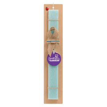 Twitch, Easter Set, wooden keychain & aromatic flat Easter candle (30cm) (TURQUOISE)