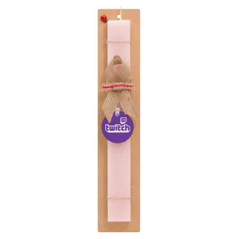 Twitch, Easter Set, wooden keychain & scented flat Easter candle (30cm) (PINK)