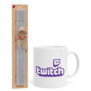 Twitch, Easter Set, Ceramic Cup (330ml) & Easter aromatic flat candle (30cm) (GRAY)
