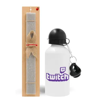 Twitch, Easter Set, metallic aluminum water bottle (500ml) & aromatic flat Easter candle (30cm) (GRAY)