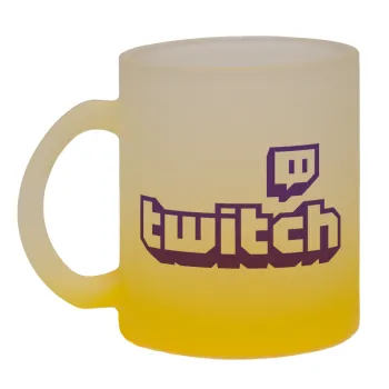 Twitch, Κούπα γυάλινη δίχρωμη με βάση το κίτρινο ματ, 330ml
