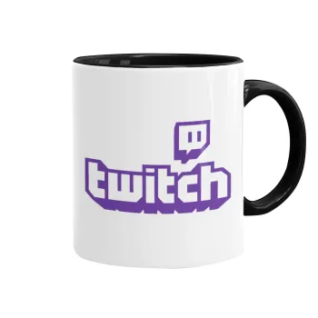 Twitch, Κούπα χρωματιστή μαύρη, κεραμική, 330ml