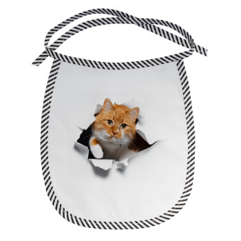 Cat cracked, Σαλιάρα μωρού αλέκιαστη με κορδόνι Μαύρη