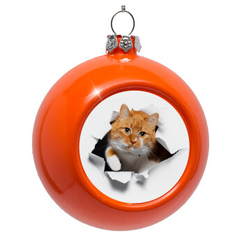 Cat cracked, Στολίδι Χριστουγεννιάτικη μπάλα δένδρου Πορτοκαλί 8cm