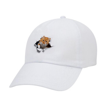 Cat cracked, Καπέλο ενηλίκων Jockey Λευκό (snapback, 5-φύλλο, unisex)