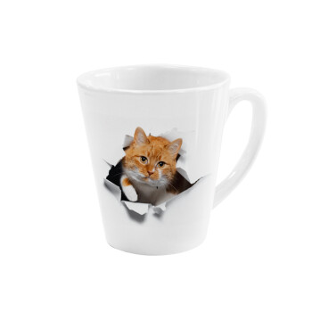 Cat cracked, Κούπα κωνική Latte Λευκή, κεραμική, 300ml