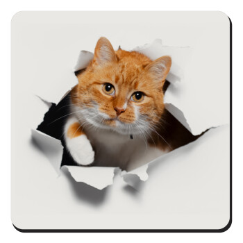 Cat cracked, Τετράγωνο μαγνητάκι ξύλινο 9x9cm