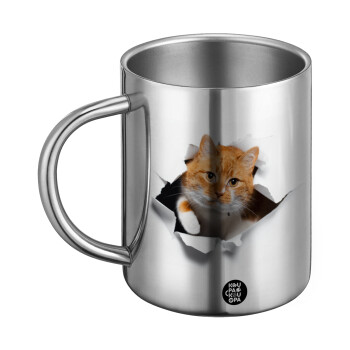 Cat cracked, BIG Mug Stainless steel double wall (450ml)